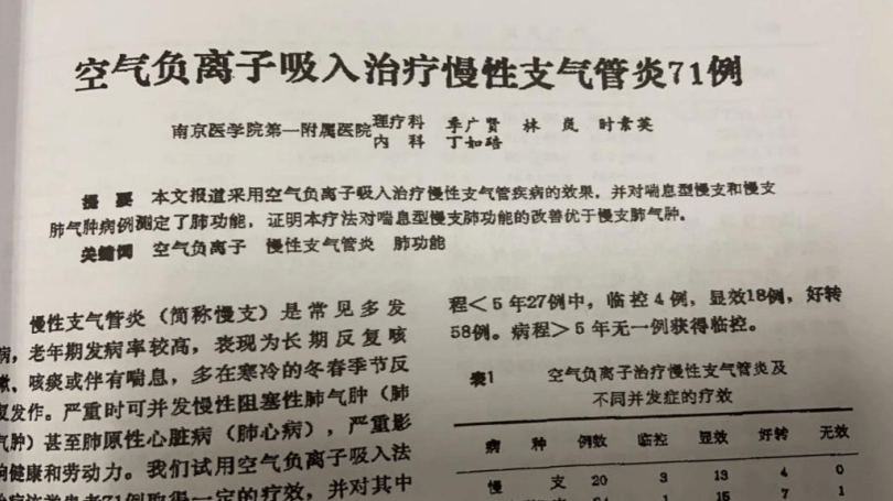 空氣負離子 支氣管炎